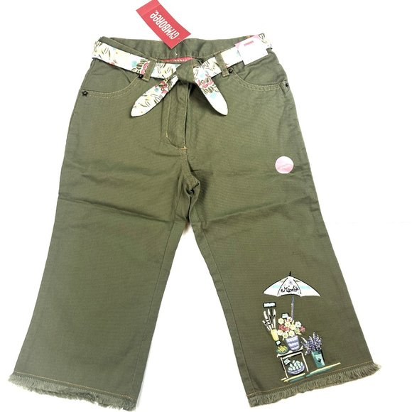 NWT Gymboree Girl Belted Olive Green Capri & Ruffle Neck Tank Size 7 - Picture 2 of 8